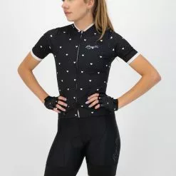 Rogelli Hearts Kortærmet Jersey Til Kvinder Sort / Hvid -Cykeltøj til kvinder Salg Rogelli Hearts Kortaermet Jersey til 1645442237 02