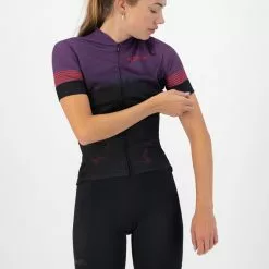 Rogelli Marble Kortærmet Jersey Til Kvinder Lilla / Sort -Cykeltøj til kvinder Salg Rogelli Marble Kortaermet Jersey til 1645440443 04