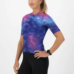 Rogelli Marble Kortærmet Jersey Til Kvinder Tie Dye Blå / Lilla -Cykeltøj til kvinder Salg Rogelli Marble Kortaermet Jersey til 1645441060 03